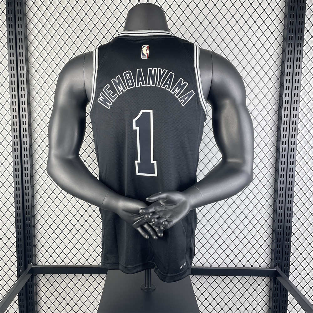 NBA San Antonio Spurs Round Neck Black jersey WEMBANYAMA#1 S-XXL