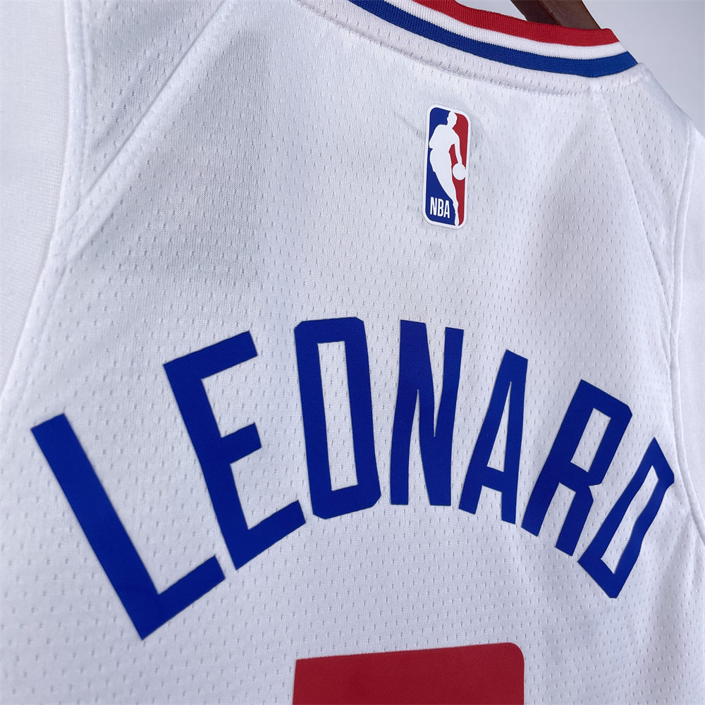 NBA Los Angeles Clippers 2023 V-Neck White Jersey LEONARD#2 S-XXL