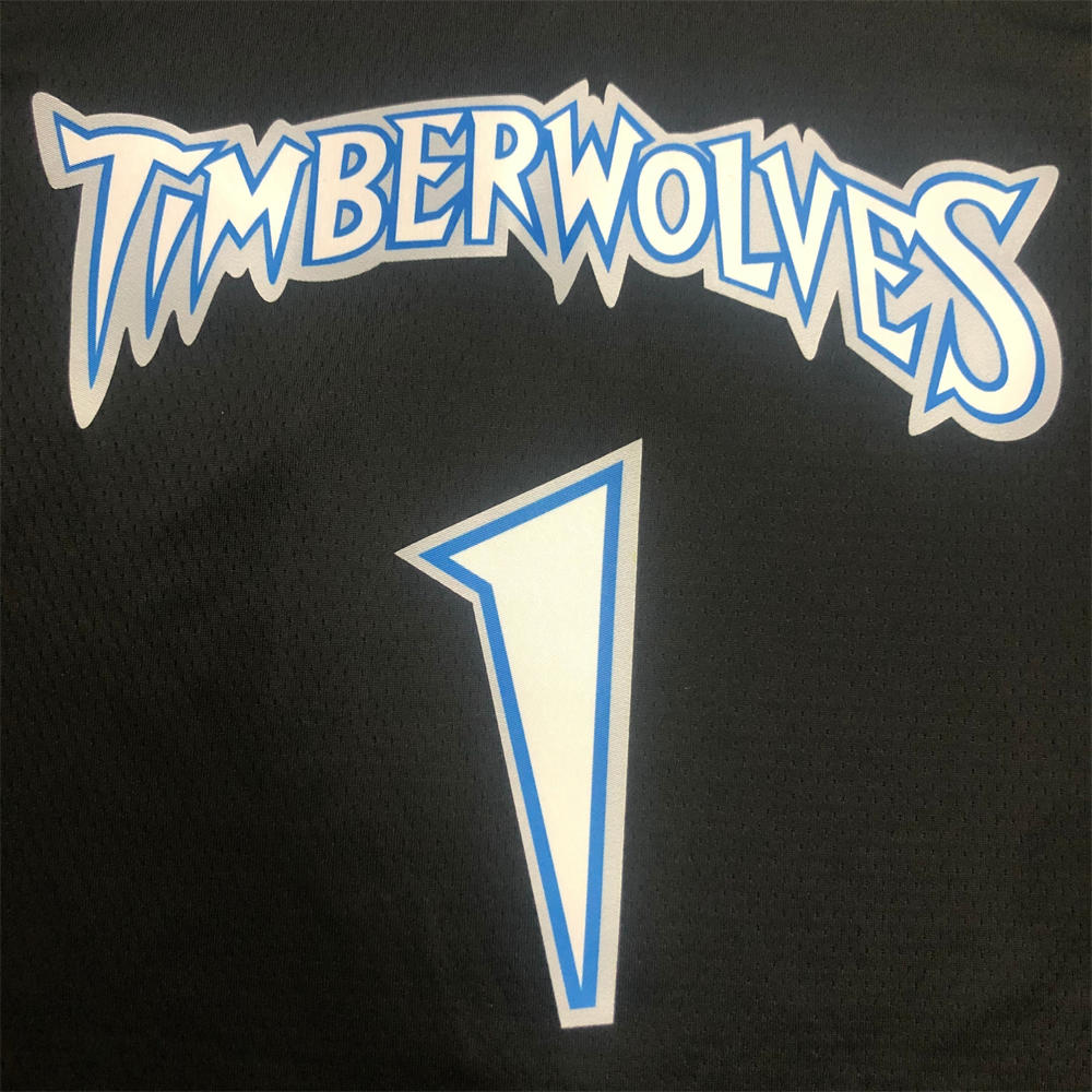 NBA Minnesota Timberwolves Round Neck Black Jersey EDWARDS#1 S-XXL