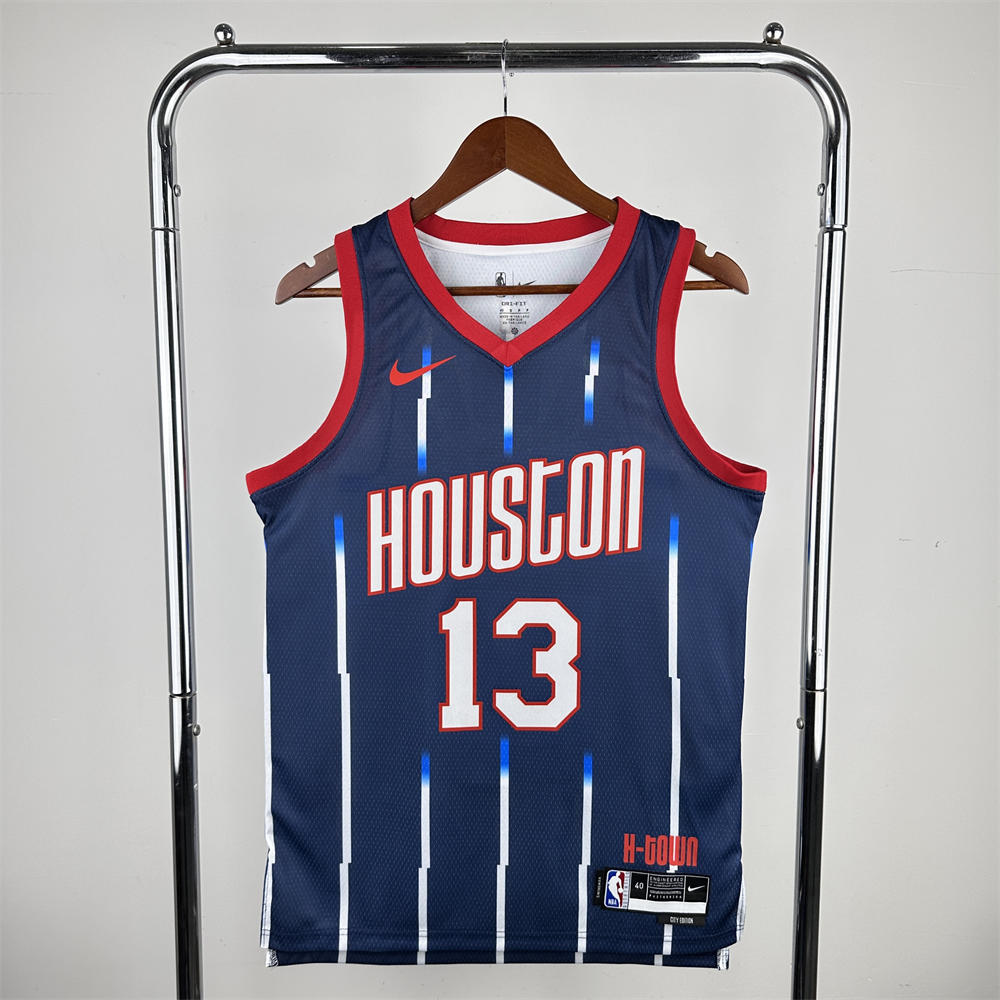 NBA Houston Rockets 2023 V-Neck Balck Jersey HARDEN#13 S-XXL