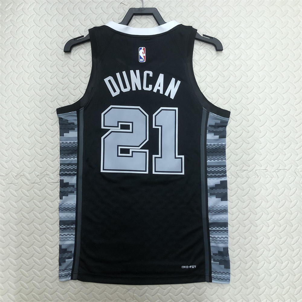 NBA San Antonio Spurs V-Neck Black jersey DUNCAN#21 S-XXL