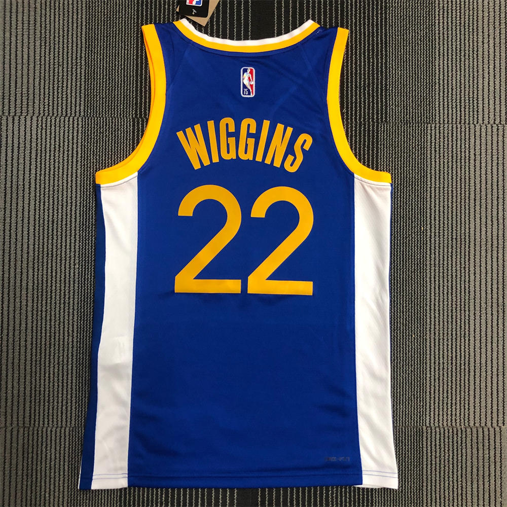 NBA Golden State Warriors V-Neck 75th anniversary Blue Jersey WIGGINS#22 S-XXL