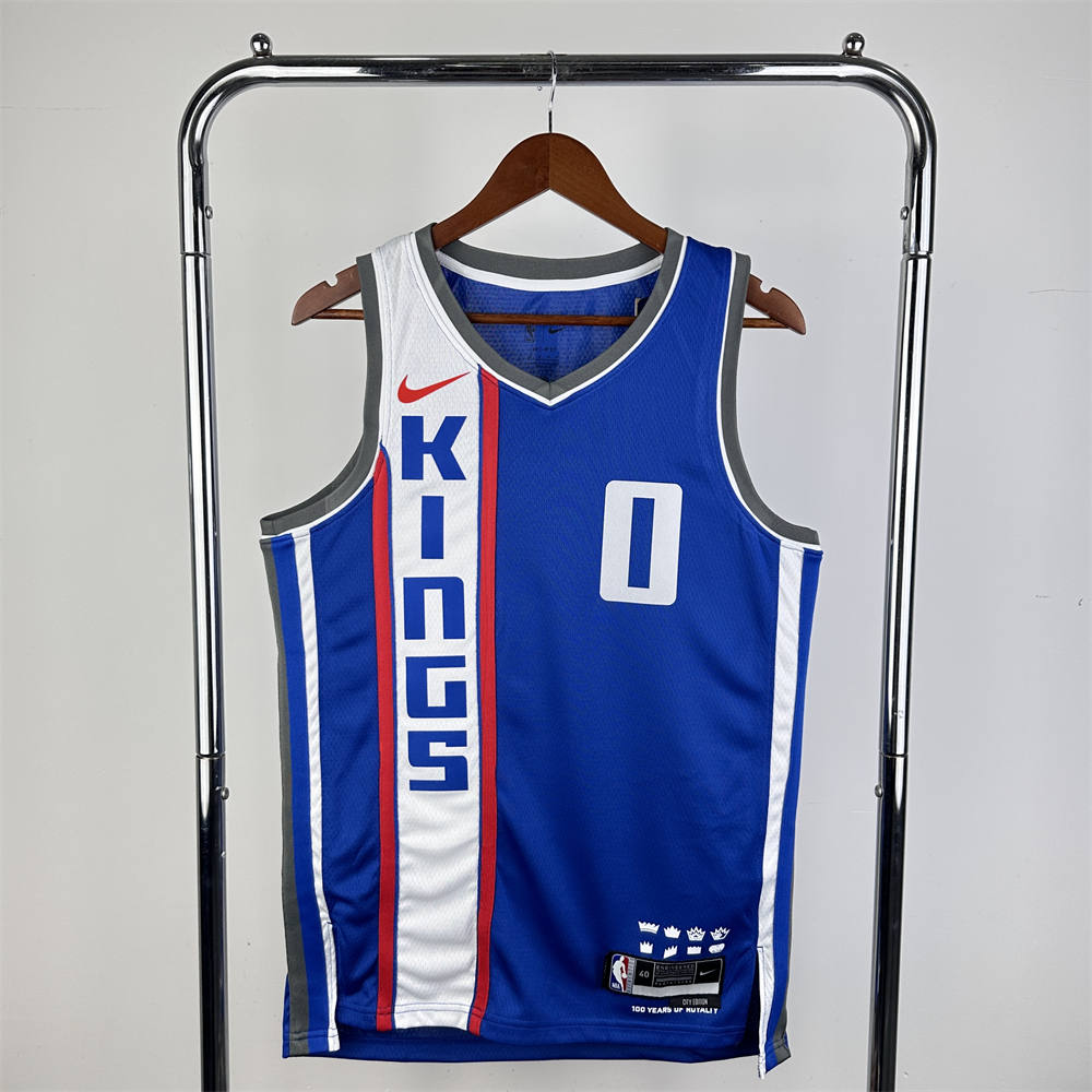 NBA Scaramento Kings 2024 V-Neck City Edition Blue jersey MONK#0 S-XXL