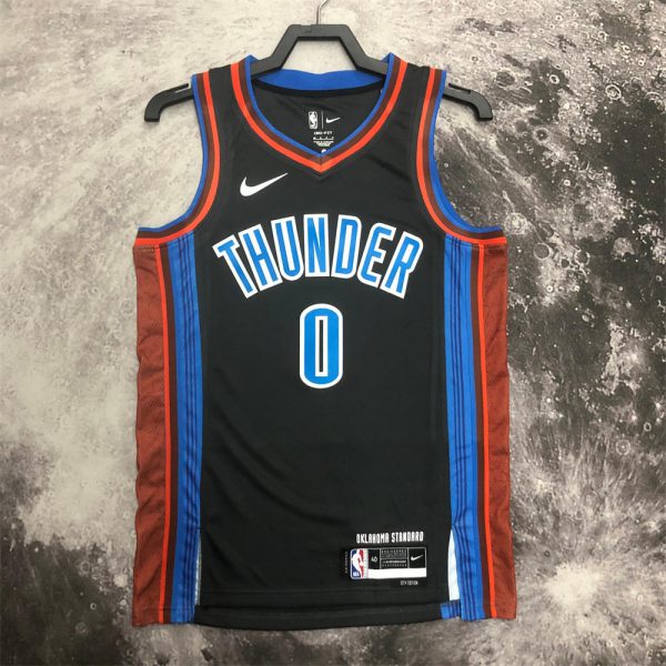NBA Oklahoma City Thunder V-Neck Black Jersey WESTBROOK#0 S-XXL