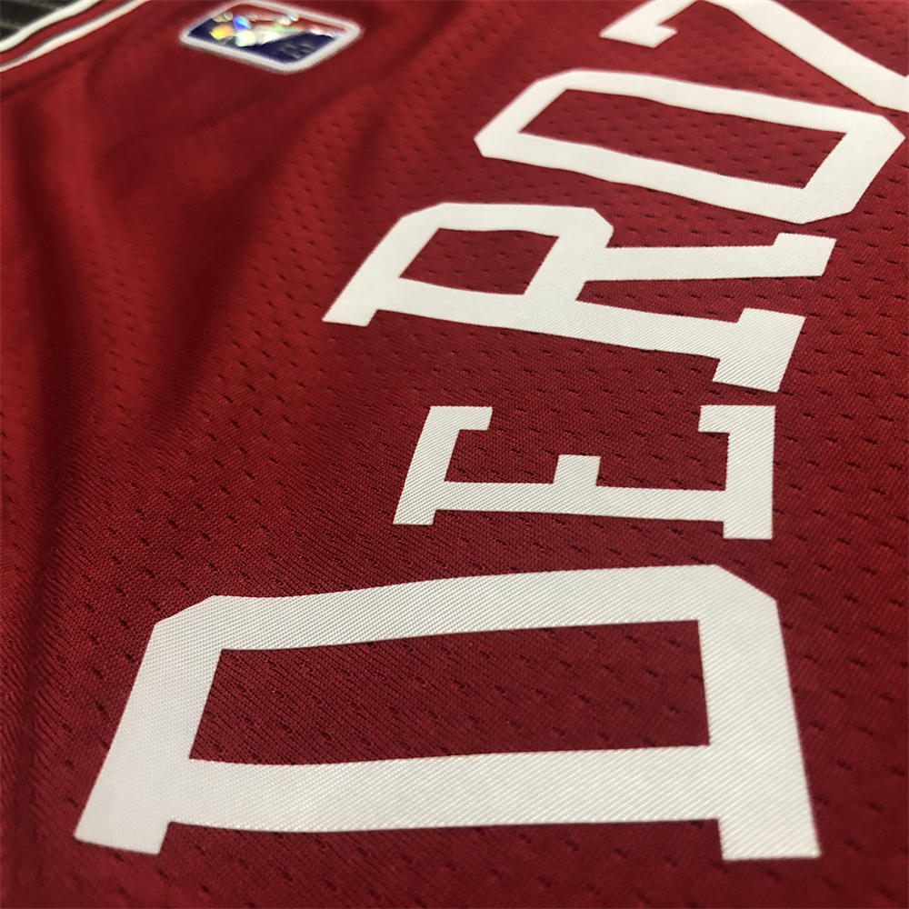 NBA Chicago Bulls Round Neck Red 75th anniversaryJersey DeROZAN#11 S-XXL