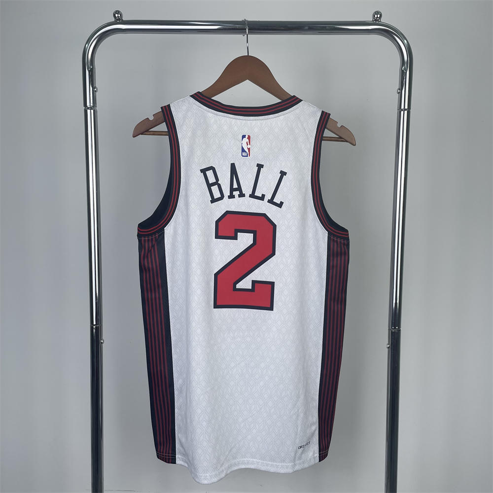 NBA Chicago Bulls Round Neck White Jersey BALL#2 S-XXL
