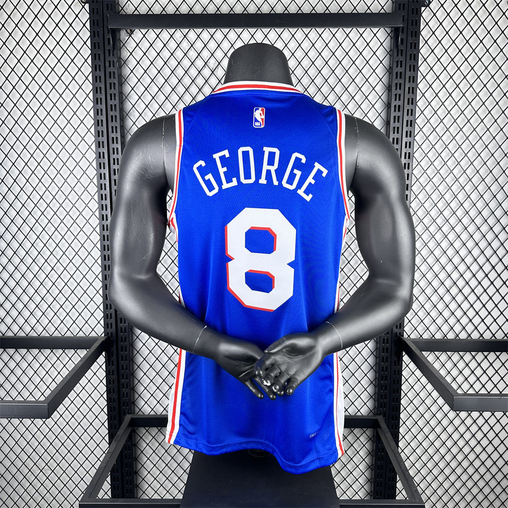 NBA Philadelphia 76ers 2023 V-Neck Blue Jersey GEORGE#8 S-XXL