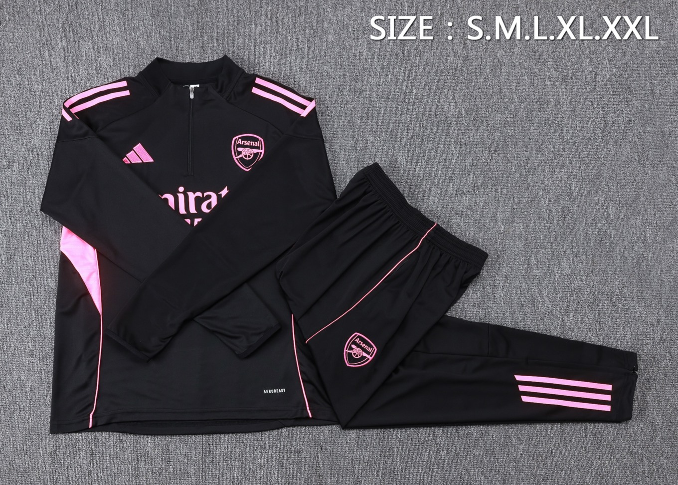 202526 Arsenal Black Long-sleeved half-pull training kit Football team kit