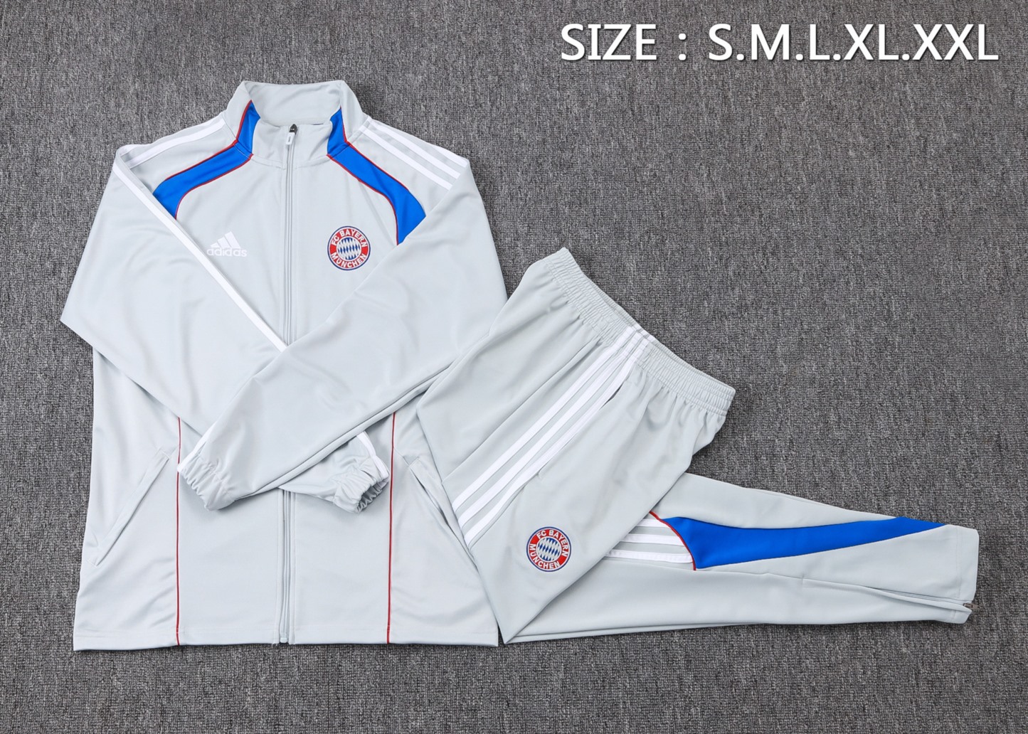 2025/26 Bayern Munich light gray Jacket Training Suit Set Football Team Shirt Sports Fashion