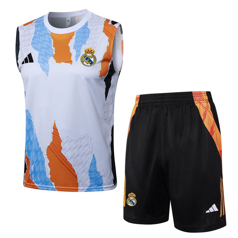 24/25 Real Madrid Blue yellow white Training Set Shirt and Shorts