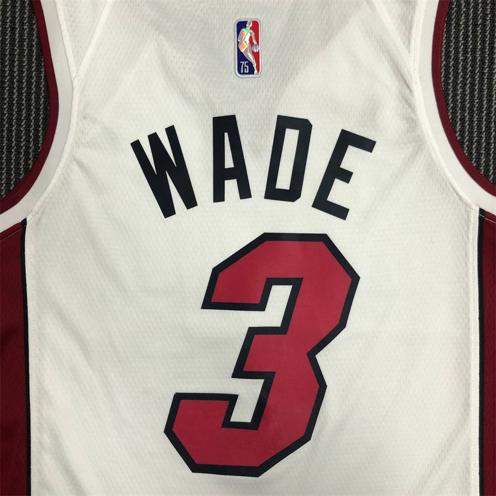 NBA Miami Hearts V-Neck White 75th Anniversary Jersey WADE#3 S-XXL