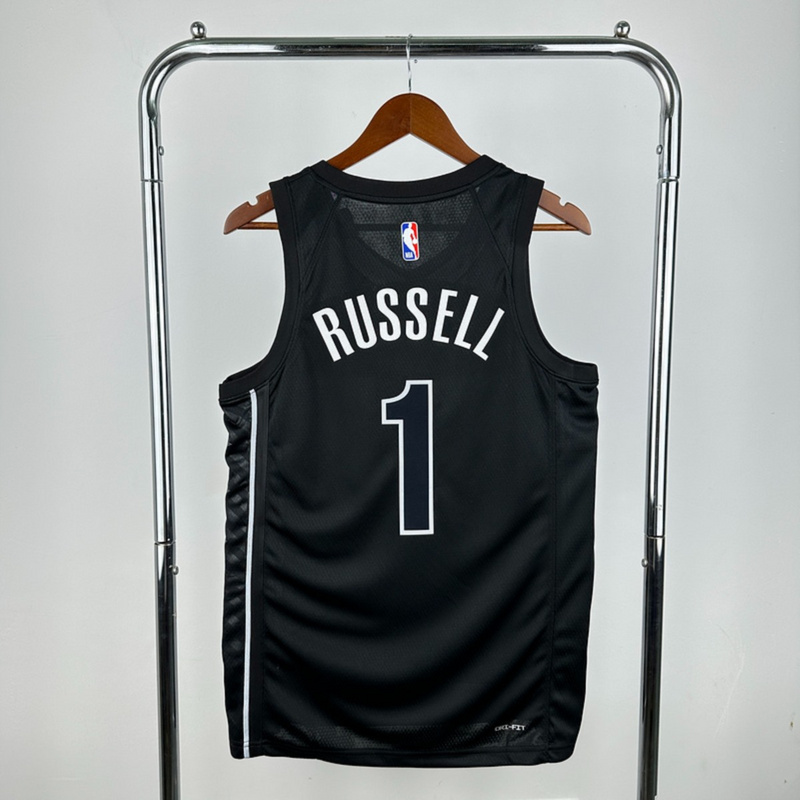 NBA Brooklyn Nets V-Neck Black Jersey RUSSELL#1 S-XXL