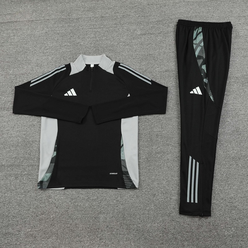2024 Adidas Black Long-sleeved half-pull training kit Football team kit