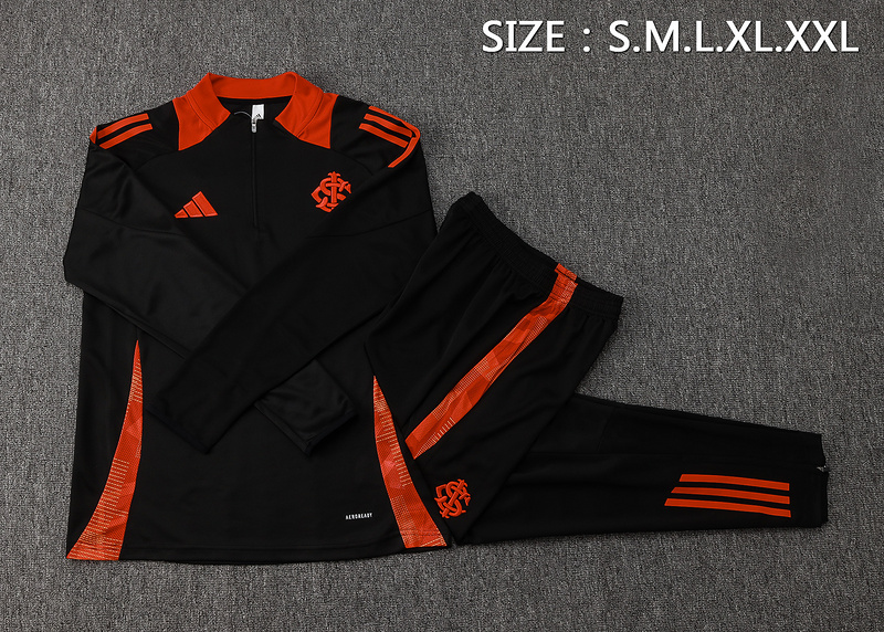 24/25 Internacional Black Long-sleeved half-pull training kit Football team kit