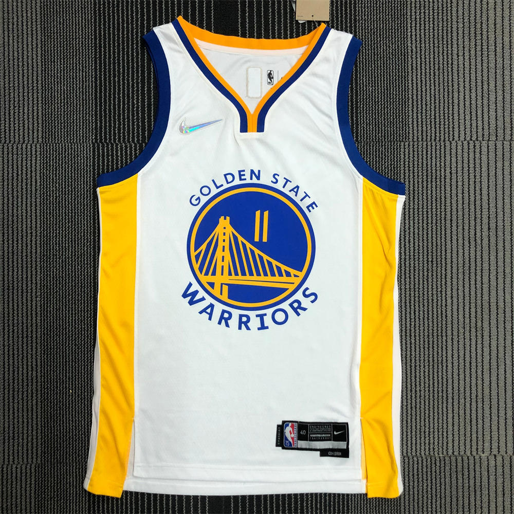 NBA Golden State Warriors V-Neck 75th anniversary White Jersey THOMPSON#11 S-XXL