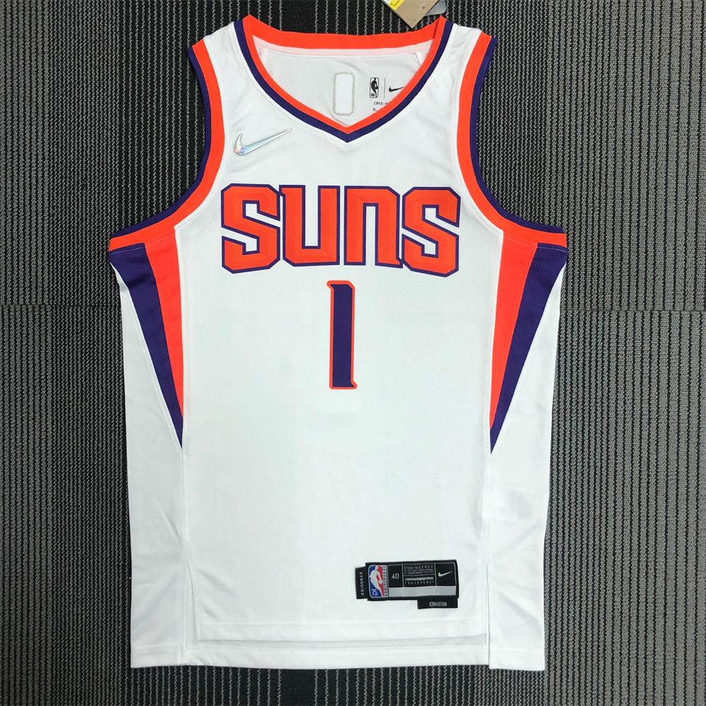 NBA Phoenix Suns V-Neck White 75th Anniversary BOOKER#1 jersey S-XXL
