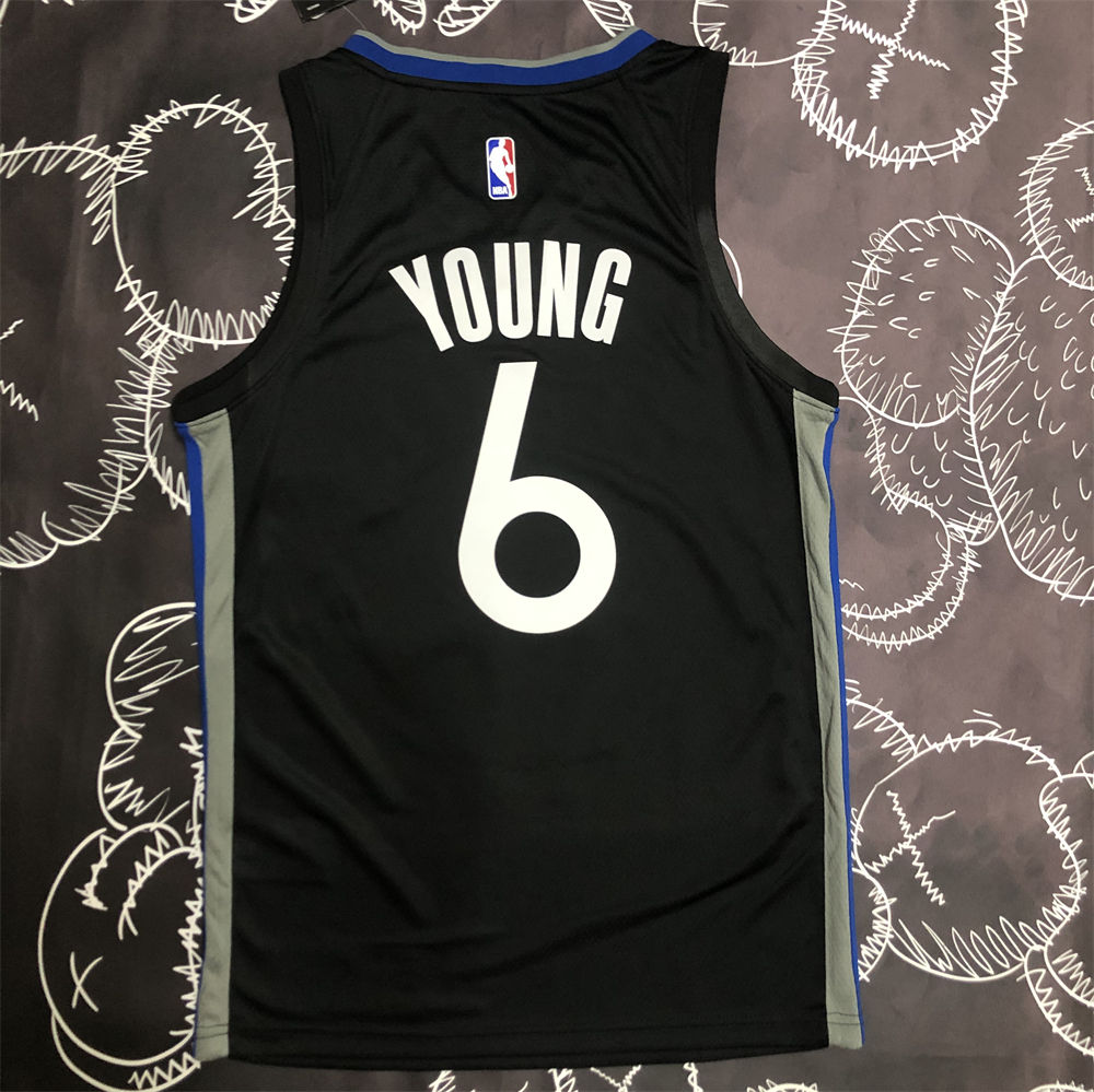 NBA Golden State Warriors V-Neck Black Jersey YOUNG#6 S-XXL