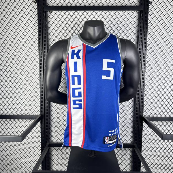 NBA Scaramento Kings 2024 V-Neck City Edition Blue jersey FOX#5 S-XXL