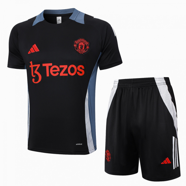 24/25 Manchester United Black Training Set Shirt and Shorts
