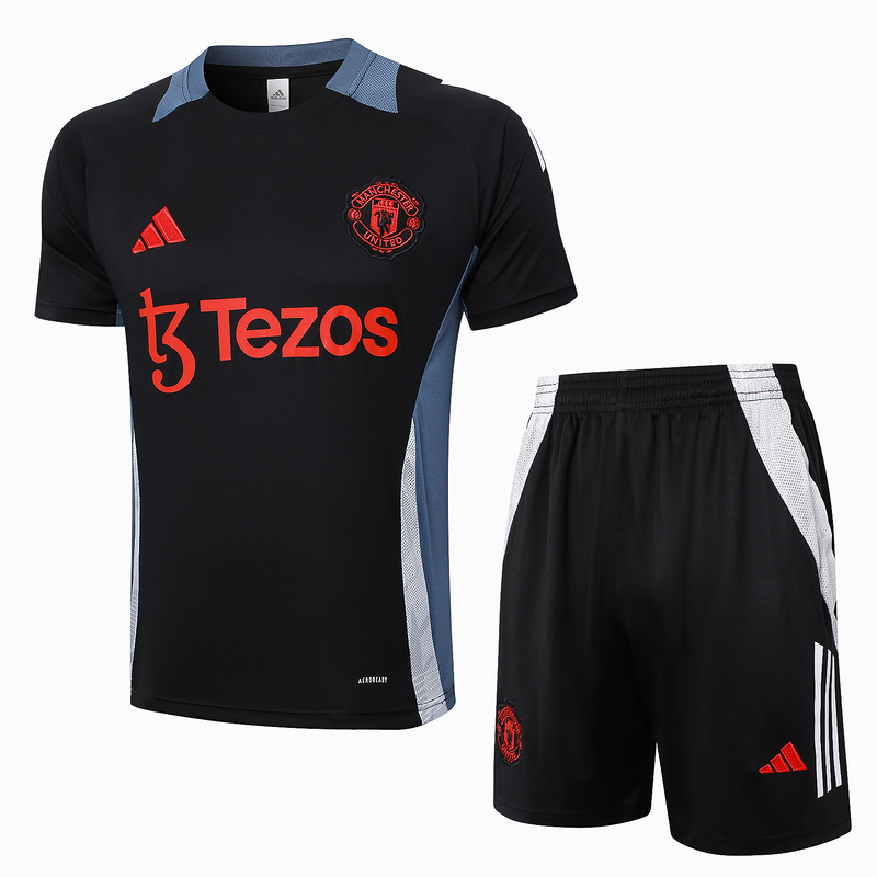 24/25 Manchester United Black Training Set Shirt and Shorts