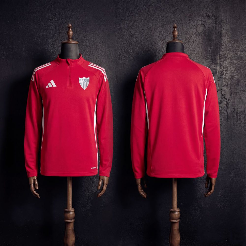 2025/26 Sevilla Half-Pull long Sleeve Red Hoodie