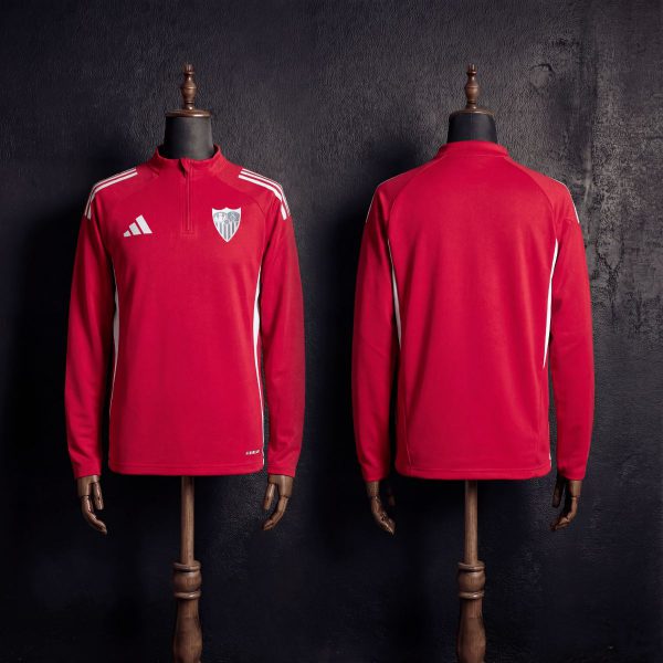 2025/26 Sevilla Half-Pull long Sleeve Red Hoodie