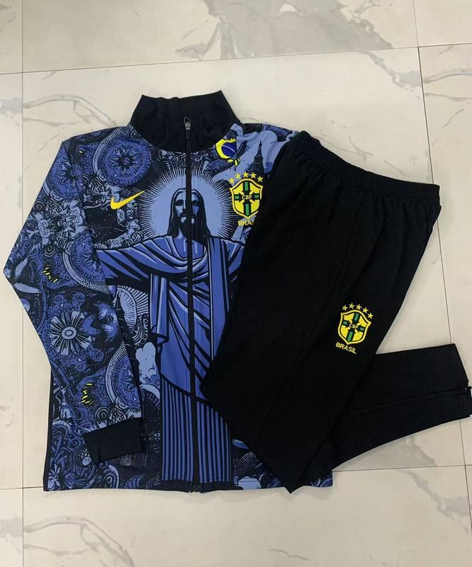 2024/25 Brazil Grayish blue Jacket Training Suit Set Football Team Shirt Sports Fashion