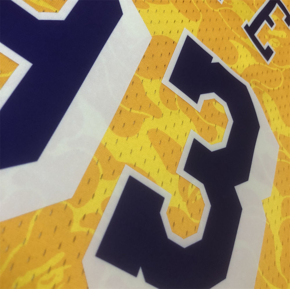 NBA Los Angeles Lakers BAPE×M&N BAPE#93 Gold Hardwood Classics Swingman Jersey S-XXL