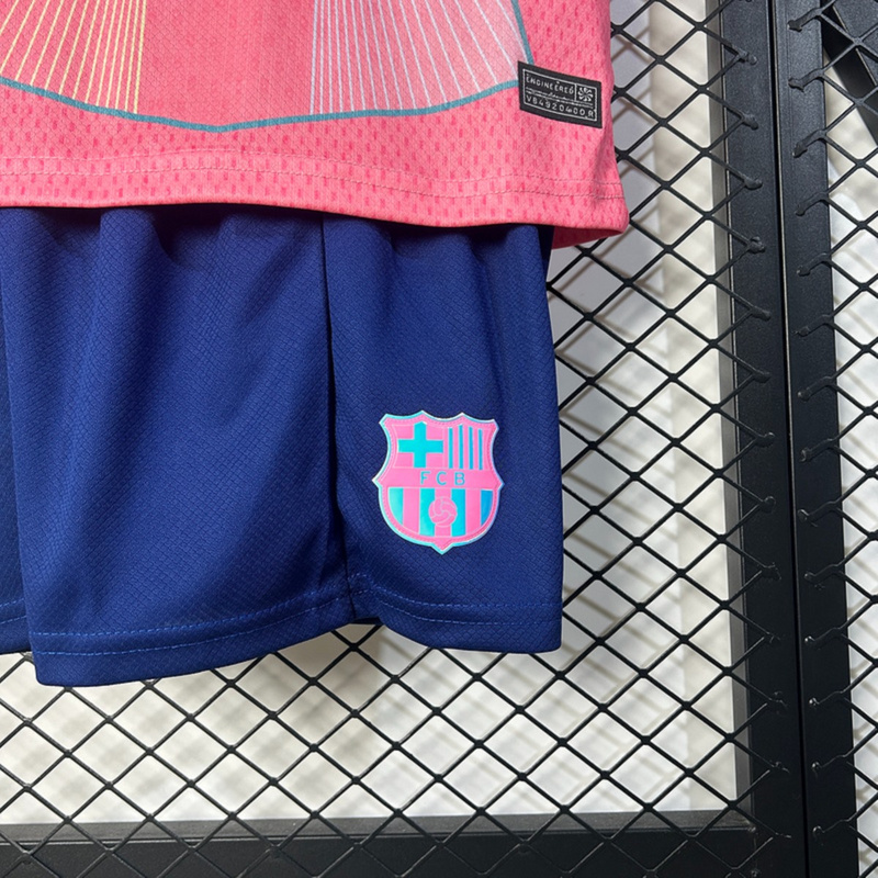 2025/26 Barcelona Special Edition Pink jersey kids Kits size: 16-28
