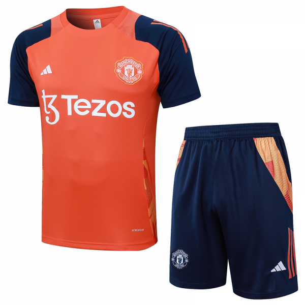 24/25 Manchester United Orange Training Set Shirt and Shorts