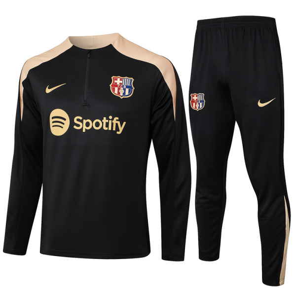 24/25 Barcelona Black Long-sleeved half-pull training kit Football team kit