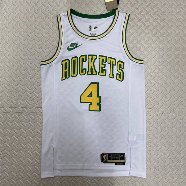 NBA Houston Rockets Round Neck White Jersey GREEN#4 S-XXL