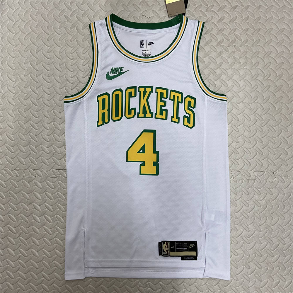 NBA Houston Rockets Round Neck White Jersey GREEN#4 S-XXL