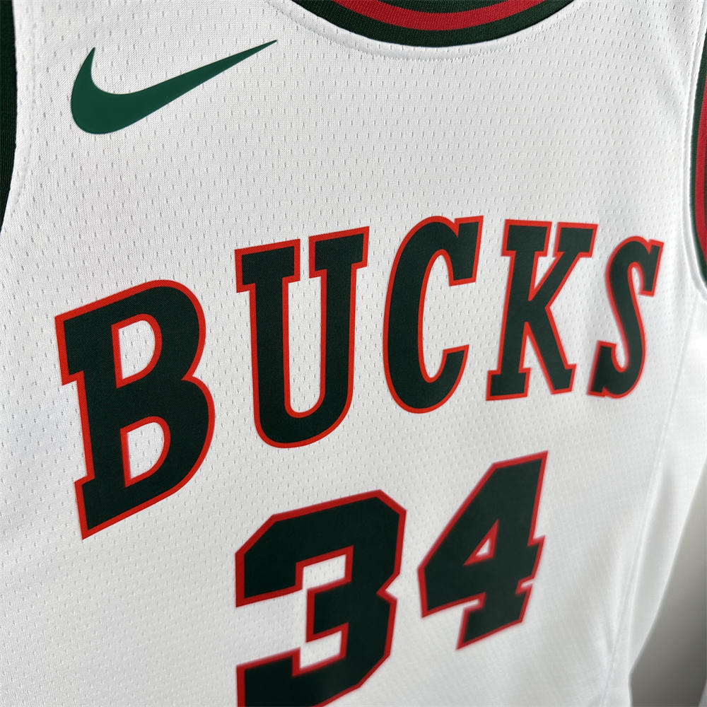 NBA Milwaukee Bucks 2018 Round Neck White jersey ANTETOKOUNMPO#34 S-XXL