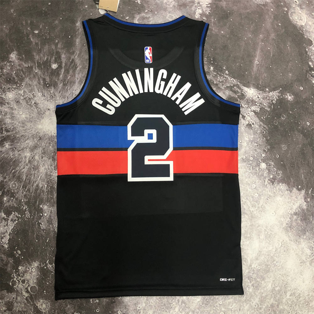 NBA Detroit PIstons Round Neck JORDAN Edition Black jersey CUNNINGHAM#2 S-XXL
