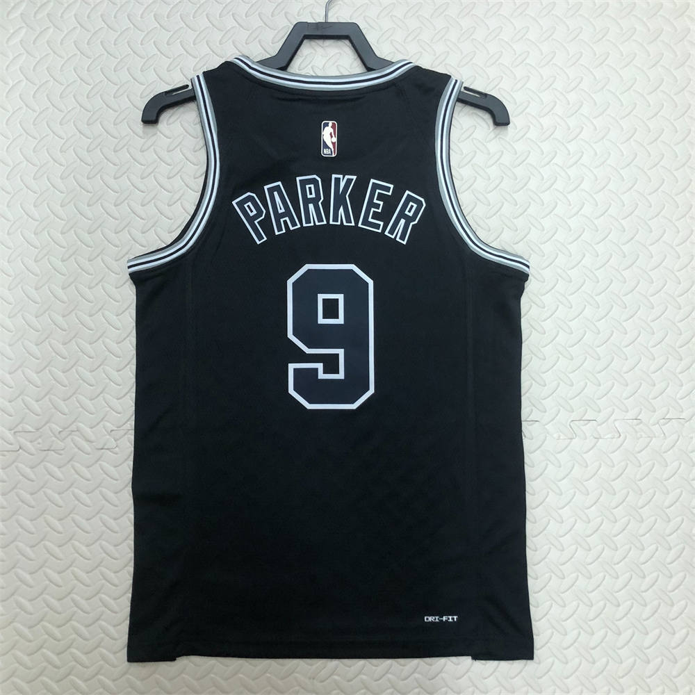 NBA San Antonio Spurs Round Neck Black jersey PARKER#9 S-XXL