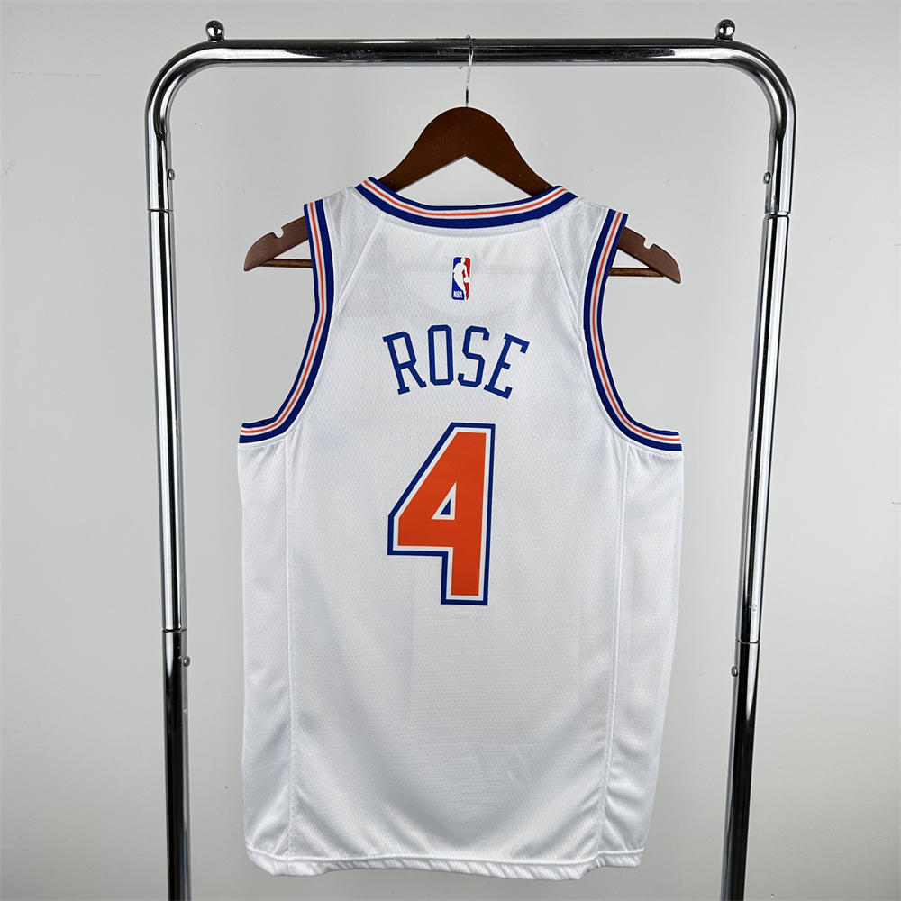NBA New York Knicks 2019 Round Neck White jersey ROSE#4 S-XXL