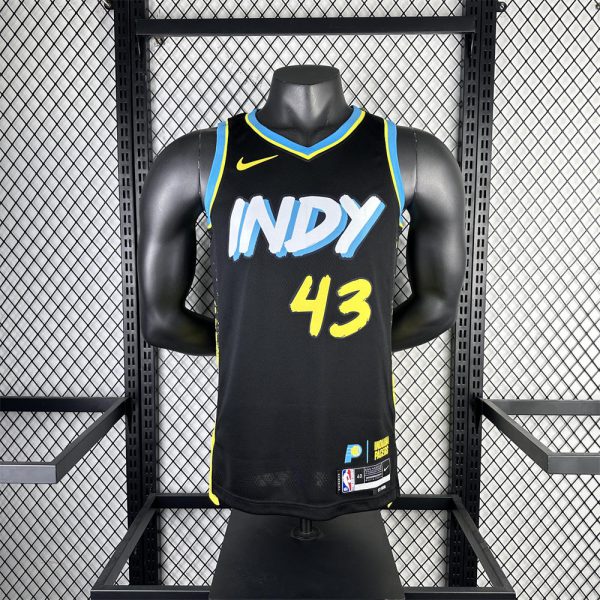 NBA Indiana Pacers 2024 City Edition V-Neck Black Jersey SIAKAM#43 S-XXL