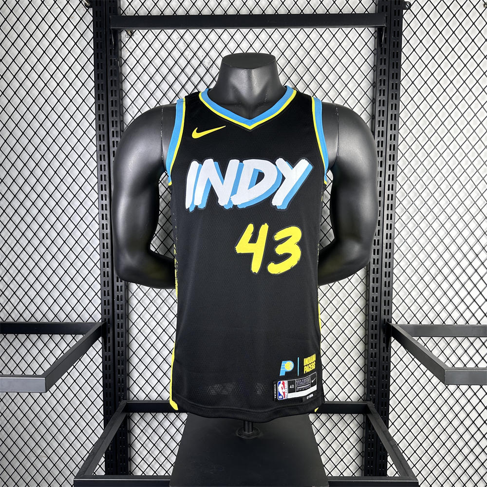 NBA Indiana Pacers 2024 City Edition V-Neck Black Jersey SIAKAM#43 S-XXL