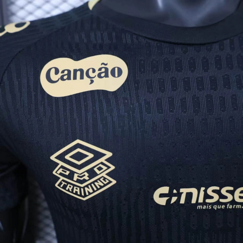 2024/25 Santos Black Jersey With Sponsors jersey Player Version
