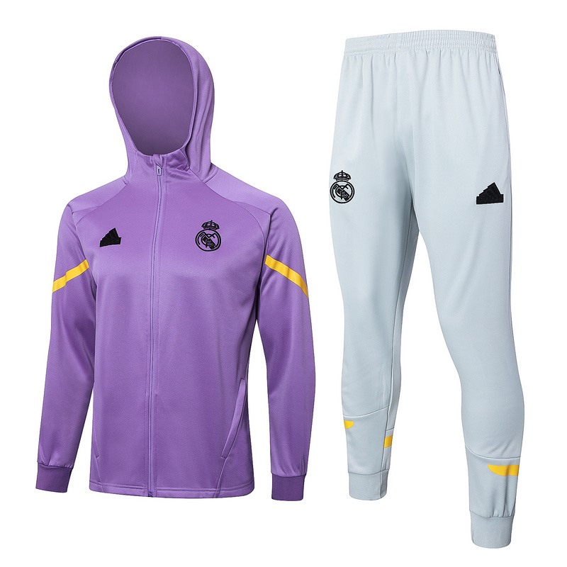 2024 Real Madrid Purple Hoodie Jacket Kit Set Football Team Shirt Sports Fashion