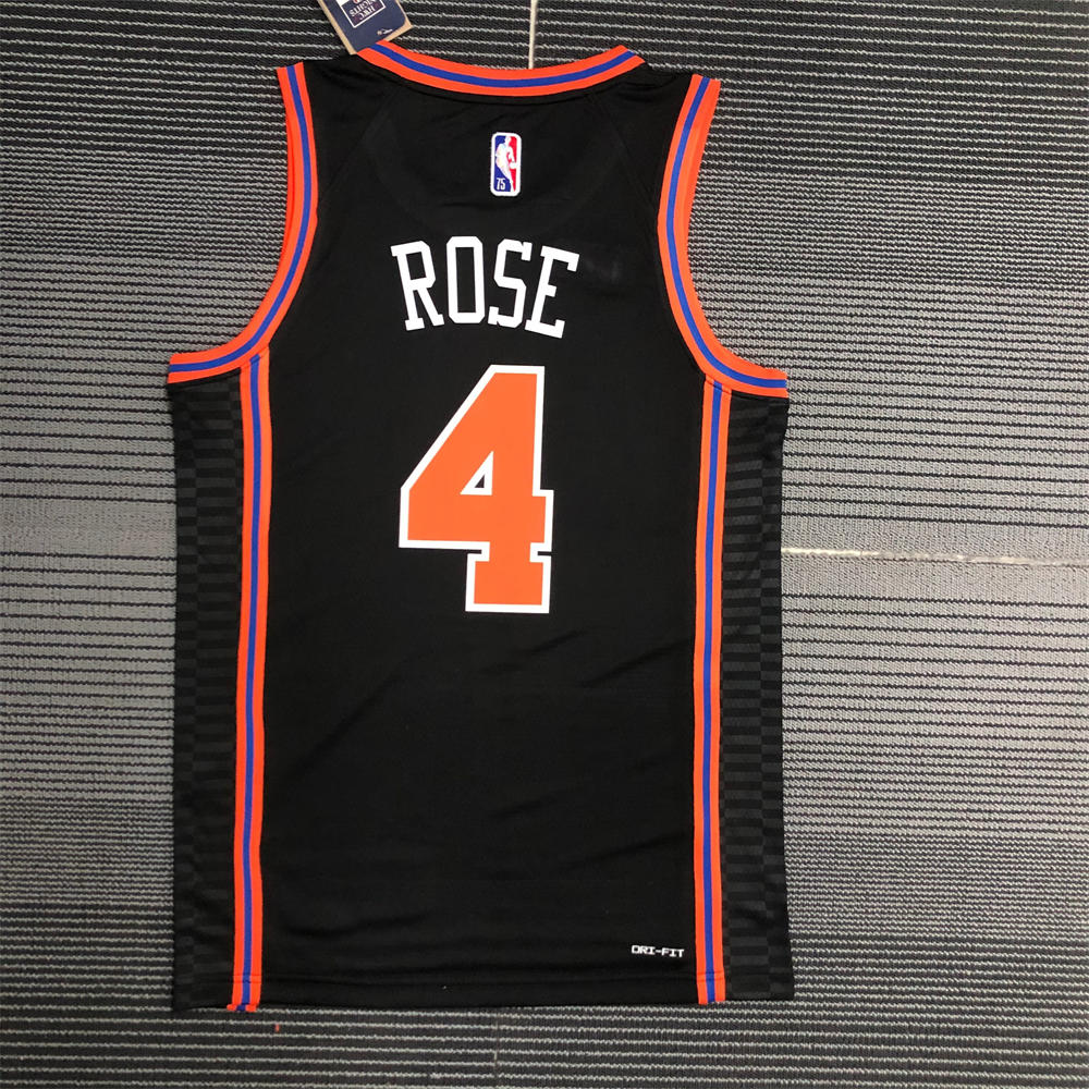 NBA New York Knicks Round Neck Black 75th Anniversary jersey ROSE#4 S-XXL