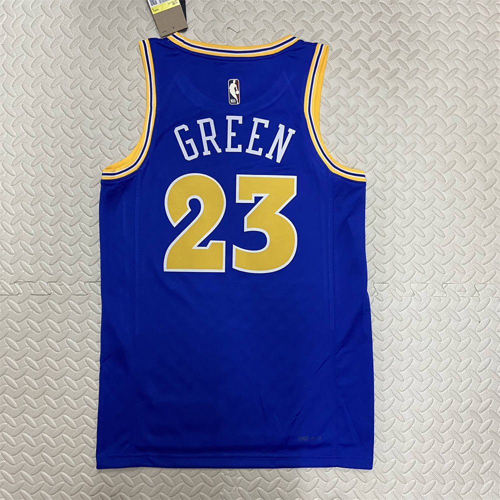 NBA Golden State Warriors Round Neck Blue Jersey GREEN#23 S-XXL