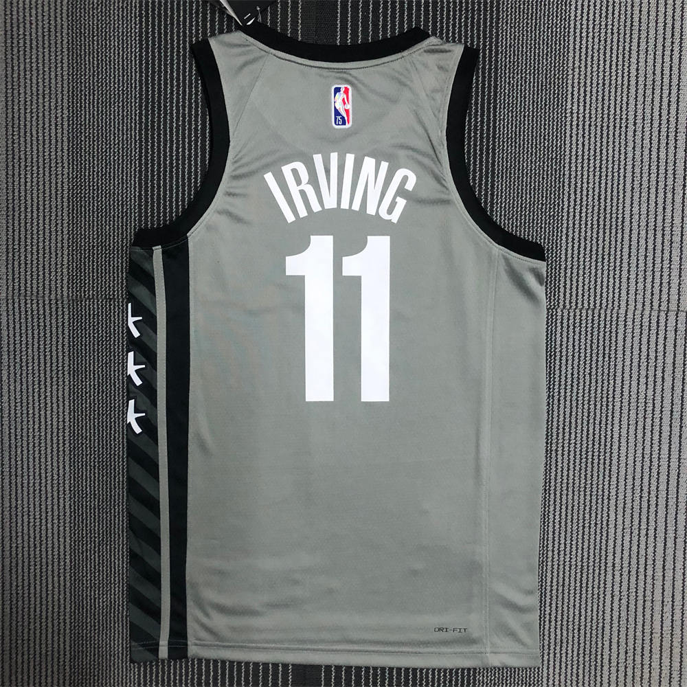 NBA Brooklyn Nets V-neck Grey 75th Anniversary JORDAN Edition IRVING#11 Jersey S-XXL