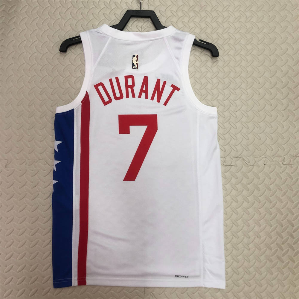 NBA Brooklyn Nets Round Neck White Jersey DURANT#7 S-XXL