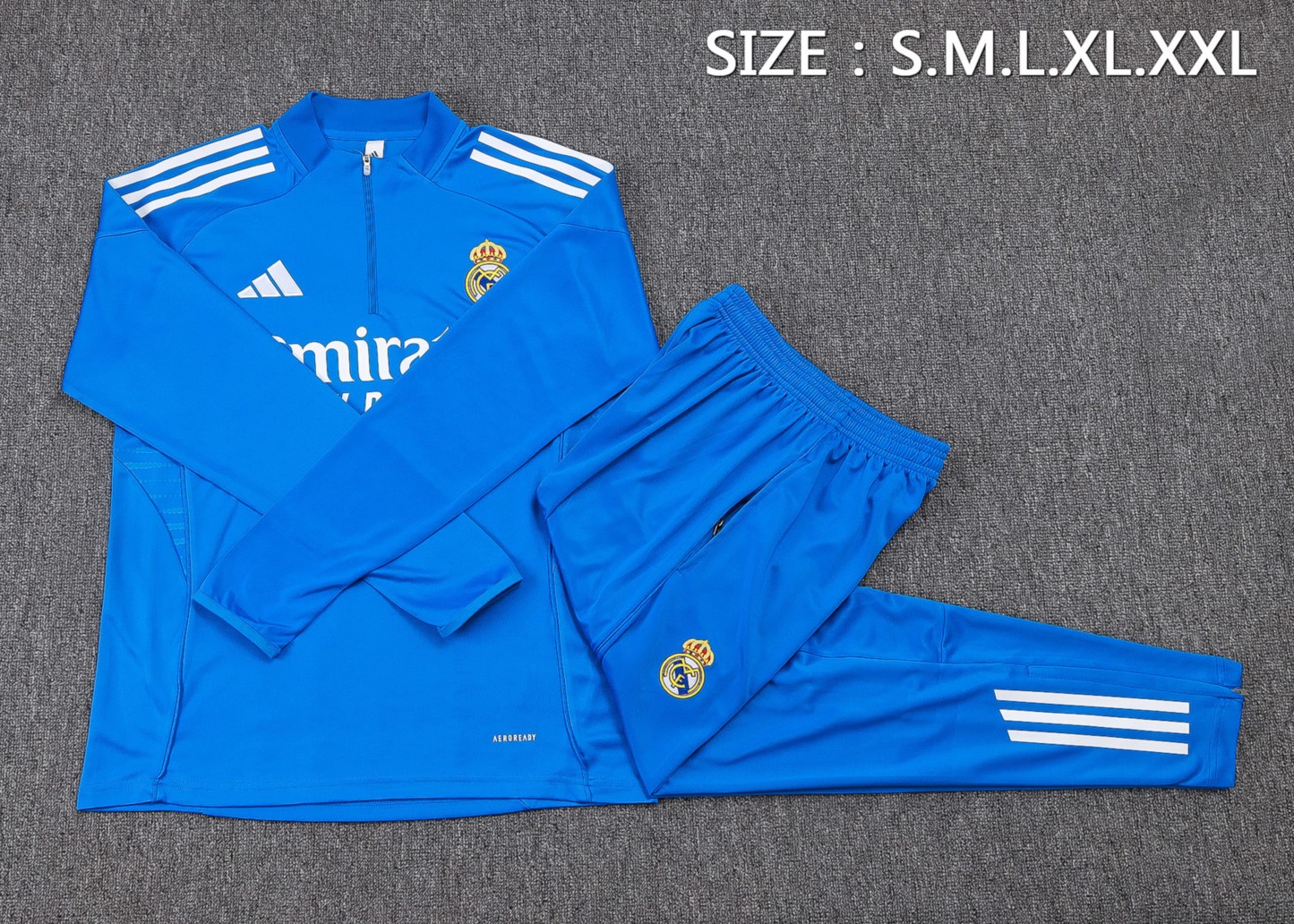 202526 Real Madrid lake blue Long-sleeved half-pull training kit Football team kit
