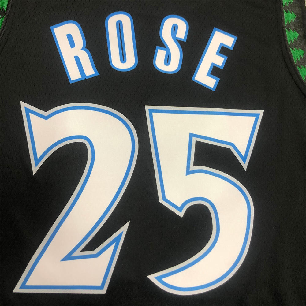 NBA Minnesota Timberwolves Round Neck Black Jersey ROSE#25 S-XXL