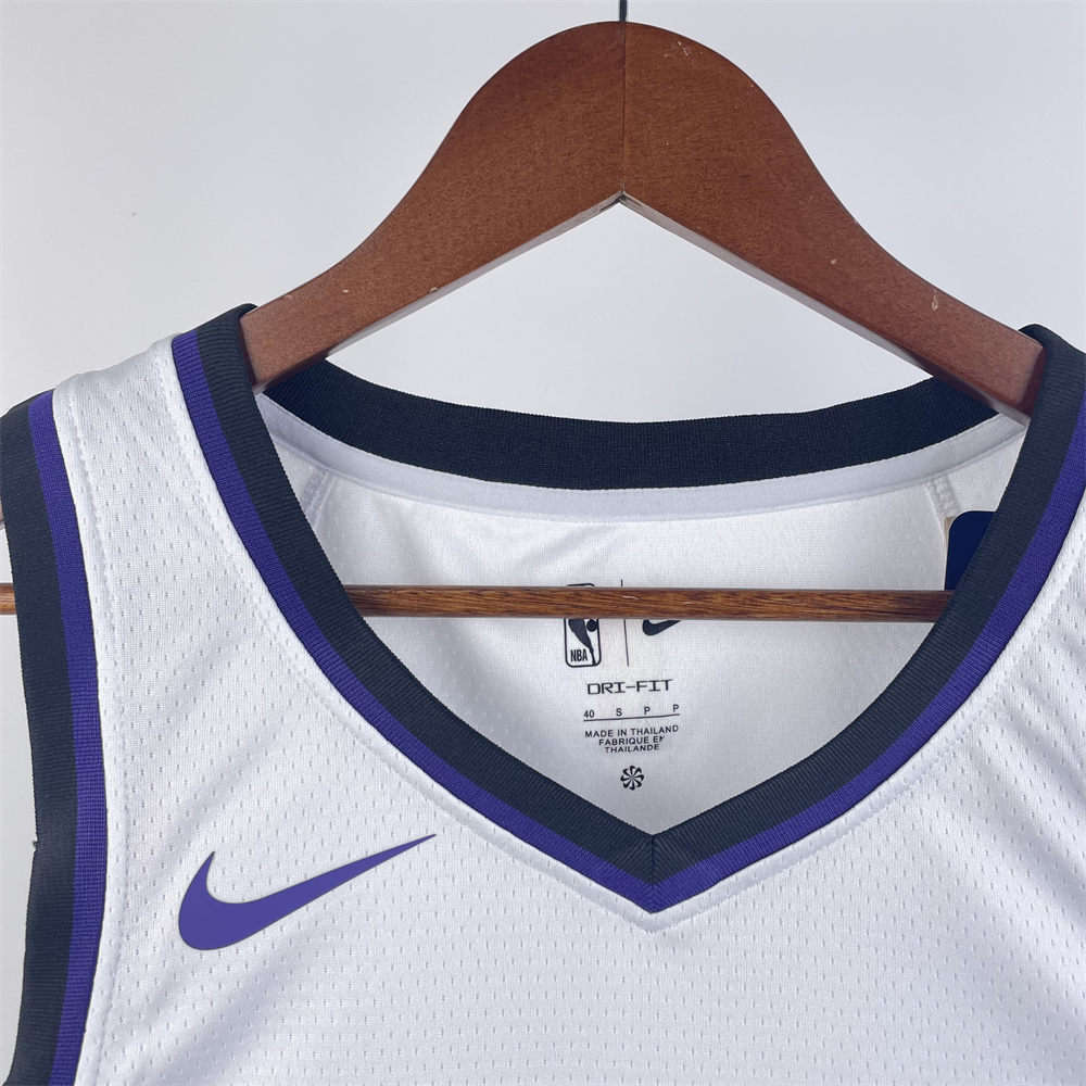 NBA Scaramento Kings 2024 V-Neck White jersey FOX#5 S-XXL