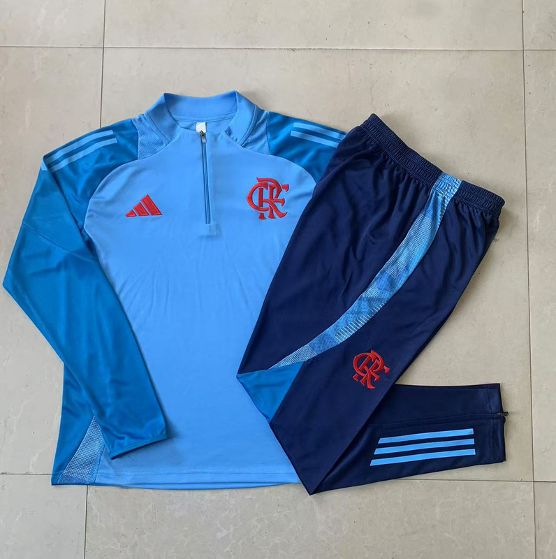 24/25 Flamengo Light blue Long-sleeved half-pull training kit Football team kit