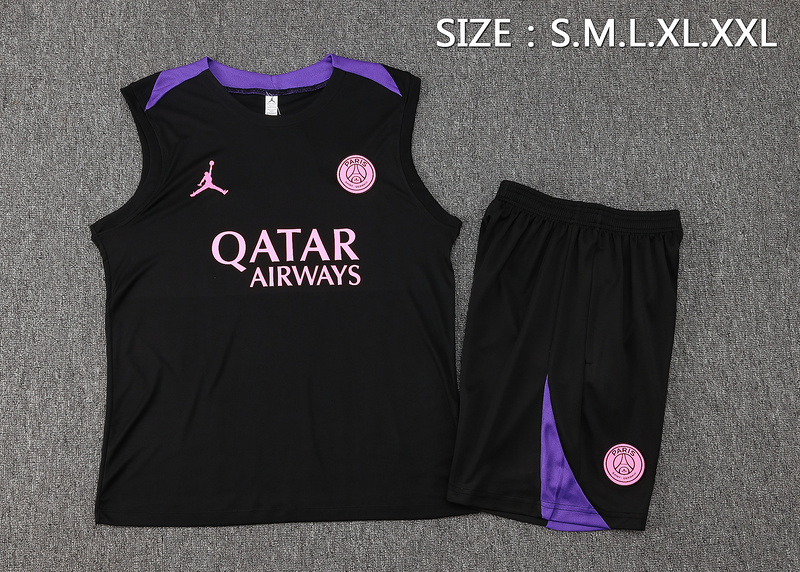 24/25 Paris Black Training Set Shirt and Shorts